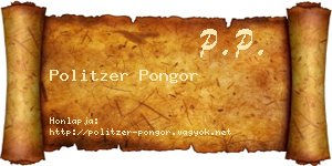 Politzer Pongor névjegykártya